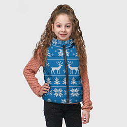 Детский жилет Рождественский синий свитер с оленями, цвет: 3D-черный — фото 2