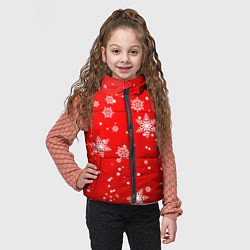 Детский жилет Снежинки на красном фоне, цвет: 3D-черный — фото 2