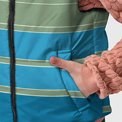 Детский жилет Оливковые и голубые полосы, цвет: 3D-черный — фото 2