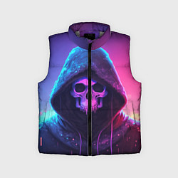 Детский жилет Неоновый череп в капюшоне, цвет: 3D-светло-серый