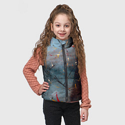 Детский жилет Тёмно-серый туман и краски, цвет: 3D-светло-серый — фото 2