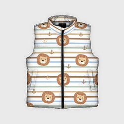 Детский жилет Лев и якори: полосы - паттерн, цвет: 3D-светло-серый