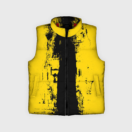 Детский жилет Вертикальная черно-желтая полоса Cyberpunk 2077 / 3D-Красный – фото 1