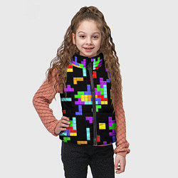 Детский жилет Неоновый тетрис на темном фоне, цвет: 3D-черный — фото 2