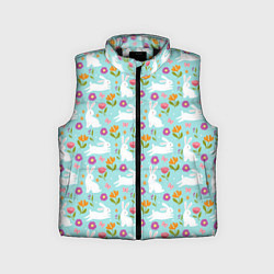 Детский жилет Зайцы паттерн, цвет: 3D-черный