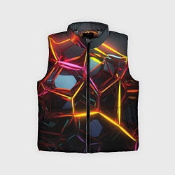 Детский жилет Неоновые трубки абстракция, цвет: 3D-светло-серый