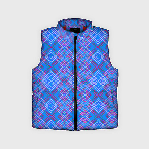 Детский жилет Геометрический рисунок из розовых линий на синем ф / 3D-Красный – фото 1