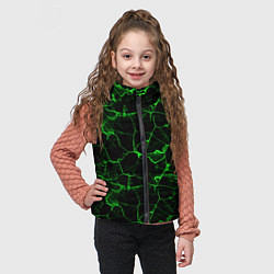 Детский жилет Разломы зеленого пламени, цвет: 3D-черный — фото 2