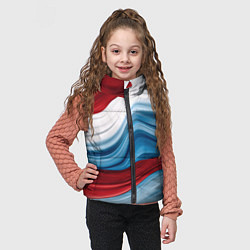 Детский жилет Белые синие красные волны, цвет: 3D-светло-серый — фото 2