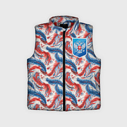 Детский жилет Герб России и узоры, цвет: 3D-красный
