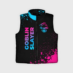 Детский жилет Goblin Slayer - neon gradient: надпись, символ, цвет: 3D-черный