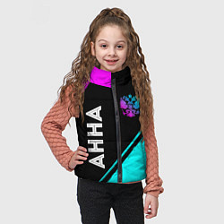 Детский жилет Анна и неоновый герб России: надпись, символ, цвет: 3D-черный — фото 2