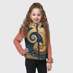 Детский жилет Синий золотой декоративный орнамент, цвет: 3D-черный — фото 2
