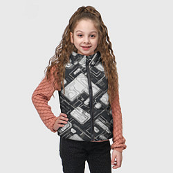 Детский жилет Полосы Чёрно-белые киберпанк, цвет: 3D-светло-серый — фото 2