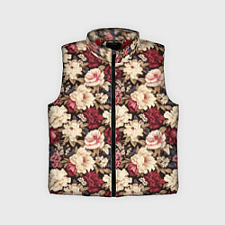 Детский жилет Винтажные цветы паттерн, цвет: 3D-красный