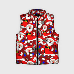 Детский жилет Новогодний паттерн с дедами морозами, цвет: 3D-светло-серый