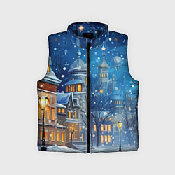 Детский жилет Новогоднее настроение город, цвет: 3D-черный