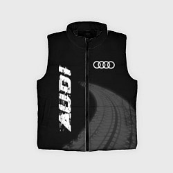 Детский жилет Audi speed на темном фоне со следами шин вертикаль, цвет: 3D-черный