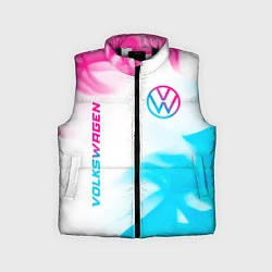 Детский жилет Volkswagen neon gradient style вертикально, цвет: 3D-черный