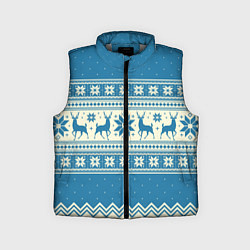 Детский жилет Sweater with deer on a blue background, цвет: 3D-светло-серый
