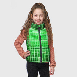 Детский жилет Зелёные неоновые полосы киберпанк, цвет: 3D-черный — фото 2