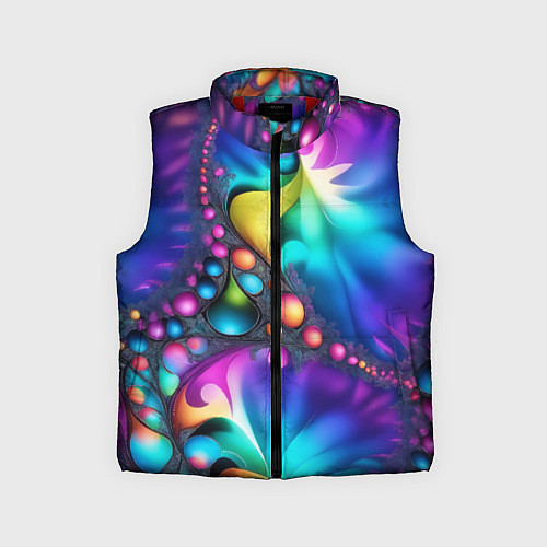 Детский жилет Розово синий фрактал / 3D-Красный – фото 1