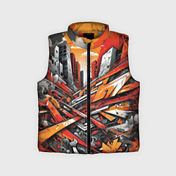 Детский жилет Улица в оранжевом граффити, цвет: 3D-светло-серый