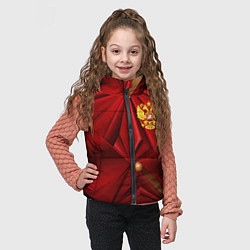 Детский жилет Золотой герб России на красной абстракции, цвет: 3D-красный — фото 2
