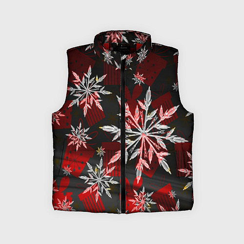 Детский жилет Рождественские снежинки / 3D-Красный – фото 1