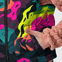 Детский жилет Яркие кислотные разноцветные пятна в виде камуфляж, цвет: 3D-красный — фото 2