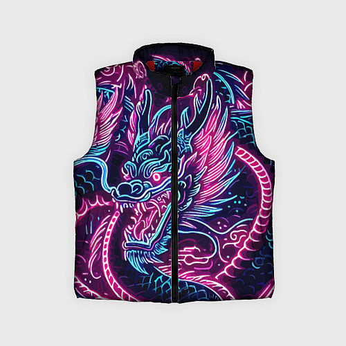 Детский жилет Neon Japanese dragon - irezumi / 3D-Красный – фото 1