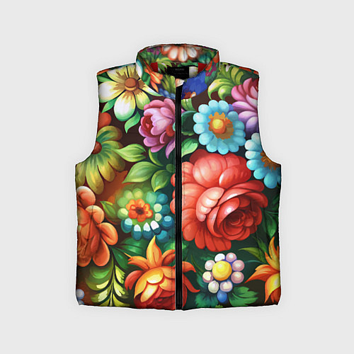 Детский жилет Жостово роспись цветы традиционный узор / 3D-Красный – фото 1