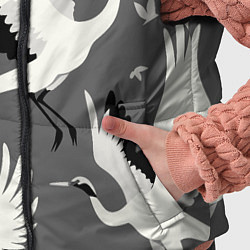 Детский жилет Стая белых журавлей в небе - японский орнамент, цвет: 3D-красный — фото 2