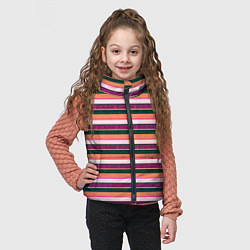 Детский жилет Полосатый зелёно-оранжевый, цвет: 3D-черный — фото 2