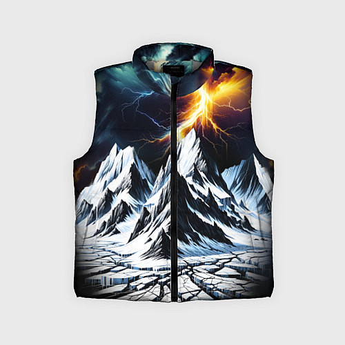 Детский жилет Молнии и горы / 3D-Светло-серый – фото 1