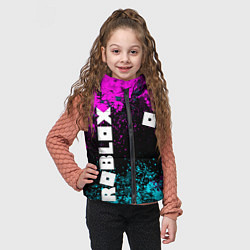 Детский жилет Роблокс - неоновые брызги, цвет: 3D-черный — фото 2