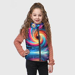 Детский жилет Неоновая космическая абстракция - нейросеть, цвет: 3D-черный — фото 2