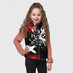 Детский жилет BMW на фоне граффити и брызг красок, цвет: 3D-черный — фото 2