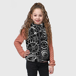 Детский жилет Стимпанк стальные механизмы паттерн, цвет: 3D-черный — фото 2