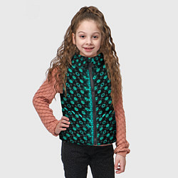 Детский жилет Изумрудные киберпанк ячейки на чёрном фоне, цвет: 3D-черный — фото 2