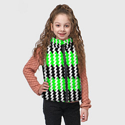 Детский жилет Вертикальные чёрно-зелёные полосы, цвет: 3D-черный — фото 2