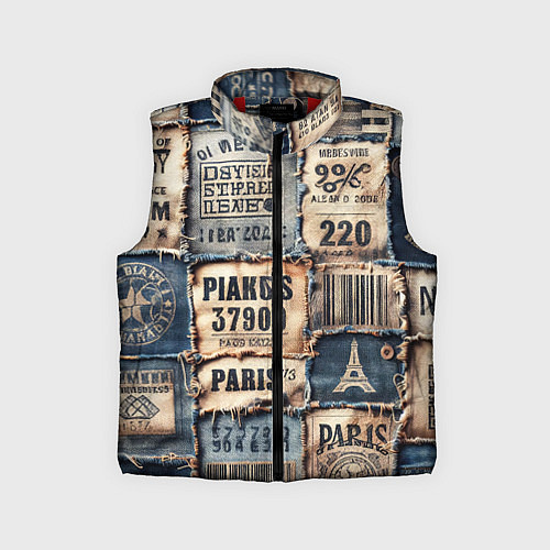 Детский жилет Пэчворк джинсы из Парижа / 3D-Красный – фото 1