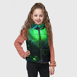 Детский жилет Зеленая кислотная яркая неоновая абстракция, цвет: 3D-черный — фото 2