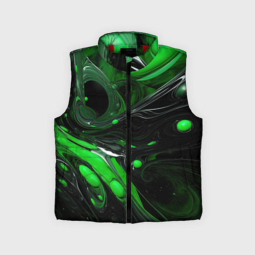 Детский жилет Green dark abstract geometry style / 3D-Красный – фото 1