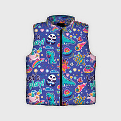 Детский жилет Lets play паттерн динозавров, цвет: 3D-светло-серый