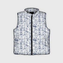 Детский жилет Человечки и животные скетч, цвет: 3D-светло-серый