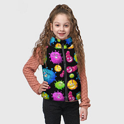 Детский жилет Смешные бактерии паттерн, цвет: 3D-черный — фото 2