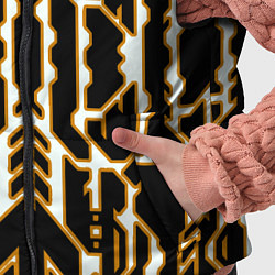 Детский жилет Техно белые линии с жёлтой обводкой на чёрном фоне, цвет: 3D-светло-серый — фото 2