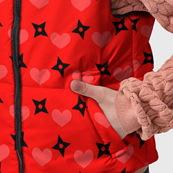 Детский жилет Сюрикены и сердечки: красный, цвет: 3D-черный — фото 2