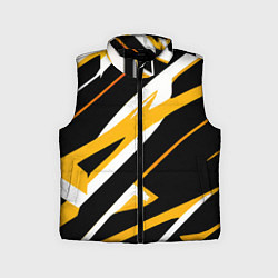 Детский жилет Жёлто-белые полосы и чёрный фон, цвет: 3D-черный